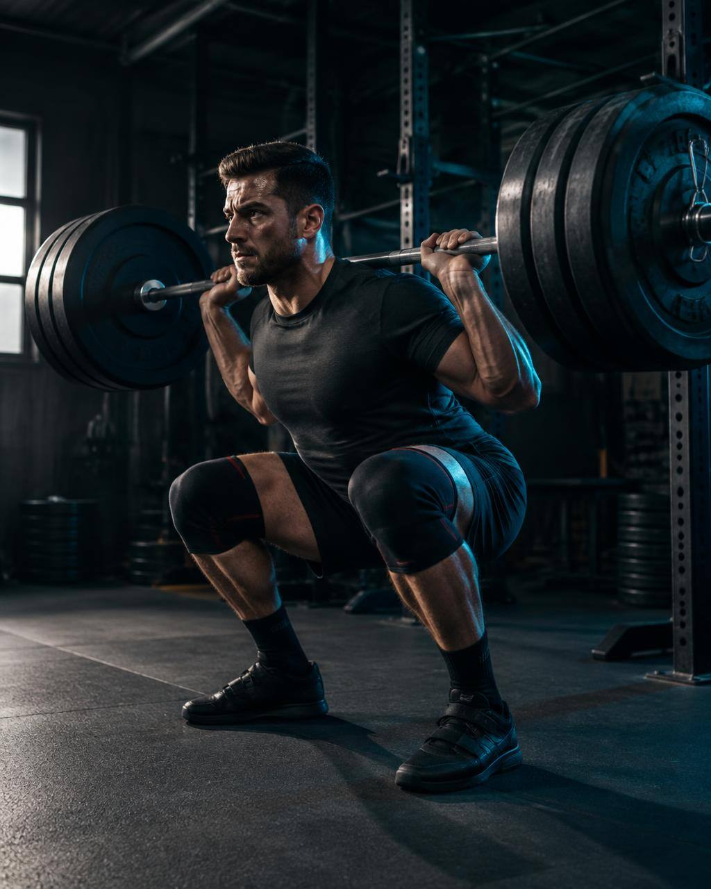 Athlete strength training in a gym